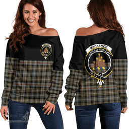 Scottish MacKenzie Weathered Clan Tartan Off Shoulder Sweatshirt - Crest Special Style