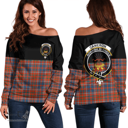 Scottish Cameron of Lochiel Ancient Clan Tartan Off Shoulder Sweatshirt - Crest Special Style