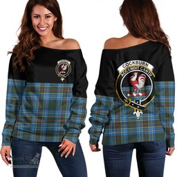 Scottish Cockburn Modern Clan Tartan Off Shoulder Sweatshirt - Crest Special Style
