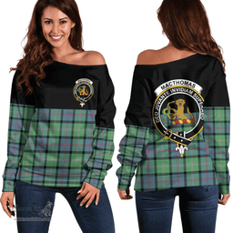 Scottish MacThomas Ancient Clan Tartan Off Shoulder Sweatshirt - Crest Special Style