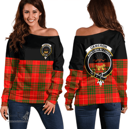 Scottish Cameron Modern Clan Tartan Off Shoulder Sweatshirt - Crest Special Style