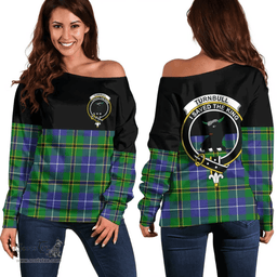 Scottish Turnbull Hunting Clan Tartan Off Shoulder Sweatshirt - Crest Special Style