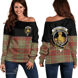 Scottish MacGillivray Hunting Ancient Clan Tartan Off Shoulder Sweatshirt - Crest Special Style