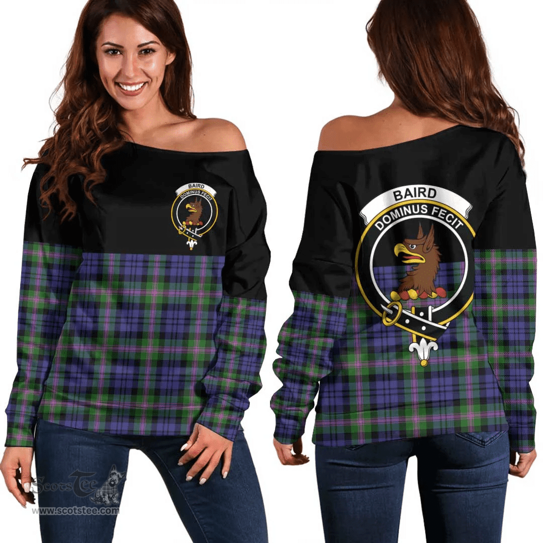 Scottish Baird Modern Clan Tartan Off Shoulder Sweatshirt - Crest Special Style