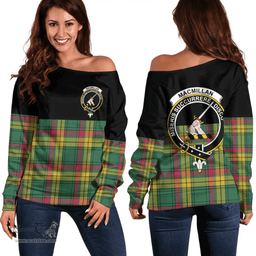 Scottish MacMillan Old Ancient Clan Tartan Off Shoulder Sweatshirt - Crest Special Style