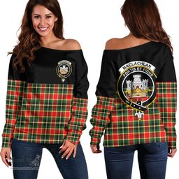 Scottish MacLachlan Hunting Modern Clan Tartan Off Shoulder Sweatshirt - Crest Special Style