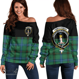 Scottish Henderson Ancient Clan Tartan Off Shoulder Sweatshirt - Crest Special Style