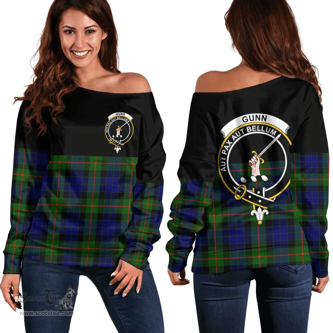 Scottish Gunn Modern Clan Tartan Off Shoulder Sweatshirt - Crest Special Style