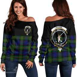 Scottish Gunn Modern Clan Tartan Off Shoulder Sweatshirt - Crest Special Style