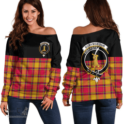 Scottish Scrymgeour Clan Tartan Off Shoulder Sweatshirt - Crest Special Style