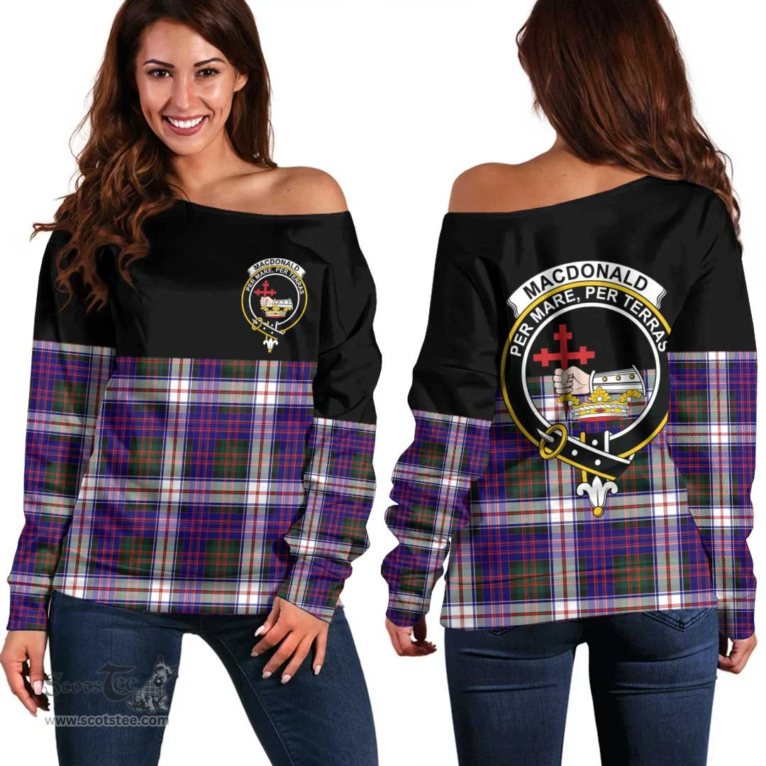 Scottish MacDonald Dress Modern Clan Tartan Off Shoulder Sweatshirt - Crest Special Style
