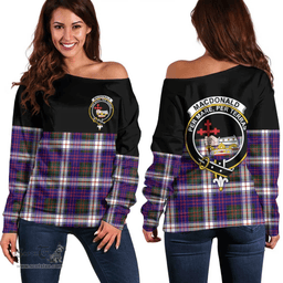 Scottish MacDonald Dress Modern Clan Tartan Off Shoulder Sweatshirt - Crest Special Style
