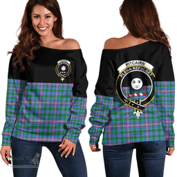 Scottish Pitcairn Hunting Clan Tartan Off Shoulder Sweatshirt - Crest Special Style