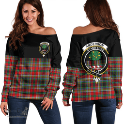 Scottish Anderson of Arbrake Clan Tartan Off Shoulder Sweatshirt - Crest Special Style