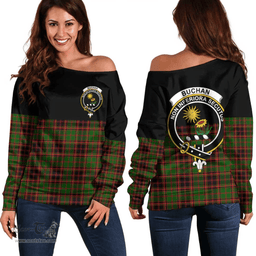 Scottish Buchan Modern Clan Tartan Off Shoulder Sweatshirt - Crest Special Style