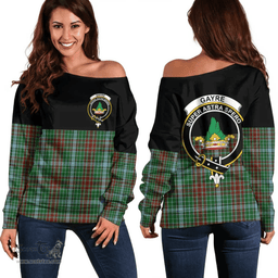 Scottish Gayre Clan Tartan Off Shoulder Sweatshirt - Crest Special Style