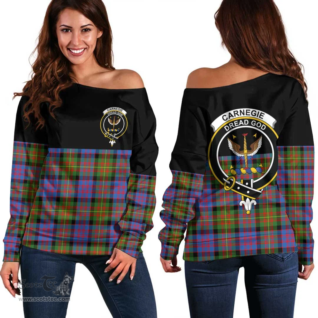 Scottish Carnegie Ancient Clan Tartan Off Shoulder Sweatshirt - Crest Special Style