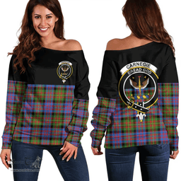 Scottish Carnegie Ancient Clan Tartan Off Shoulder Sweatshirt - Crest Special Style