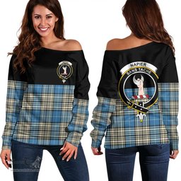 Scottish Napier Ancient Clan Tartan Off Shoulder Sweatshirt - Crest Special Style
