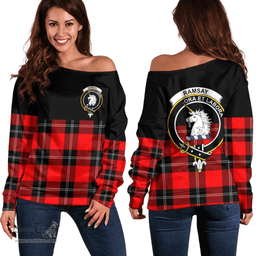 Scottish Ramsay Modern Clan Tartan Off Shoulder Sweatshirt - Crest Special Style