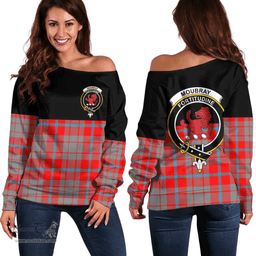 Scottish Moubray Clan Tartan Off Shoulder Sweatshirt - Crest Special Style