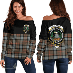 Scottish MacLaren Weathered Clan Tartan Off Shoulder Sweatshirt - Crest Special Style