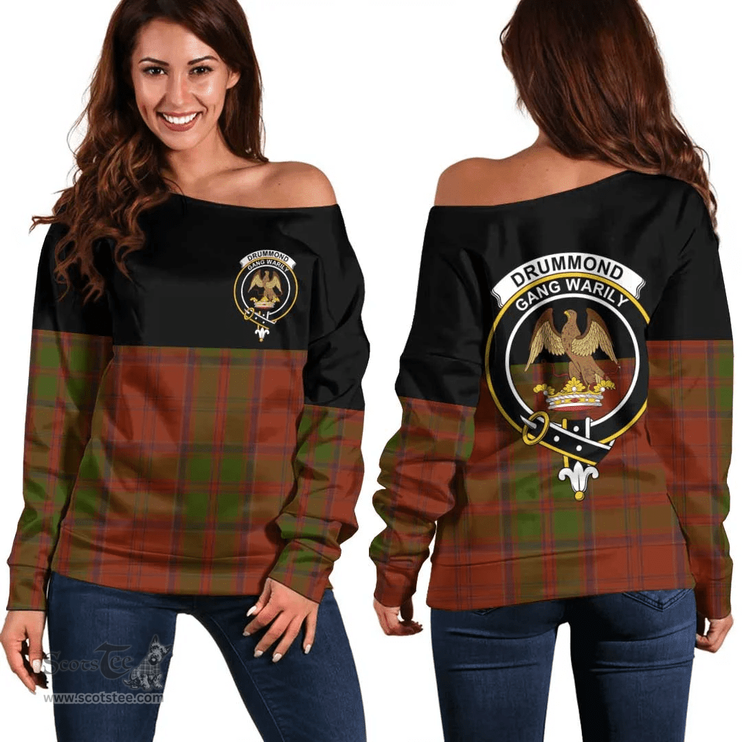 Scottish Drummond Clan Clan Tartan Off Shoulder Sweatshirt - Crest Special Style