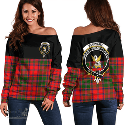 Scottish Stewart of Appin Modern Clan Tartan Off Shoulder Sweatshirt - Crest Special Style