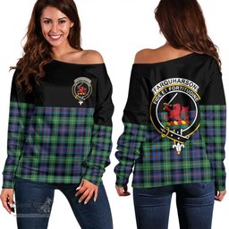 Scottish Farquharson Ancient Clan Tartan Off Shoulder Sweatshirt - Crest Special Style