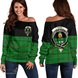 Scottish Don (Tribe of Mar) Clan Tartan Off Shoulder Sweatshirt - Crest Special Style