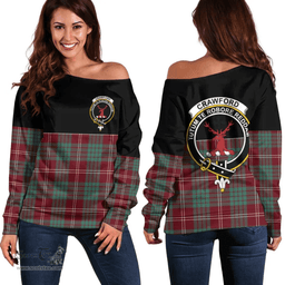 Scottish Crawford Modern Clan Tartan Off Shoulder Sweatshirt - Crest Special Style
