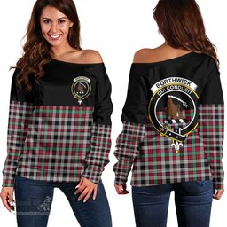 Scottish Borthwick Ancient Clan Tartan Off Shoulder Sweatshirt - Crest Special Style
