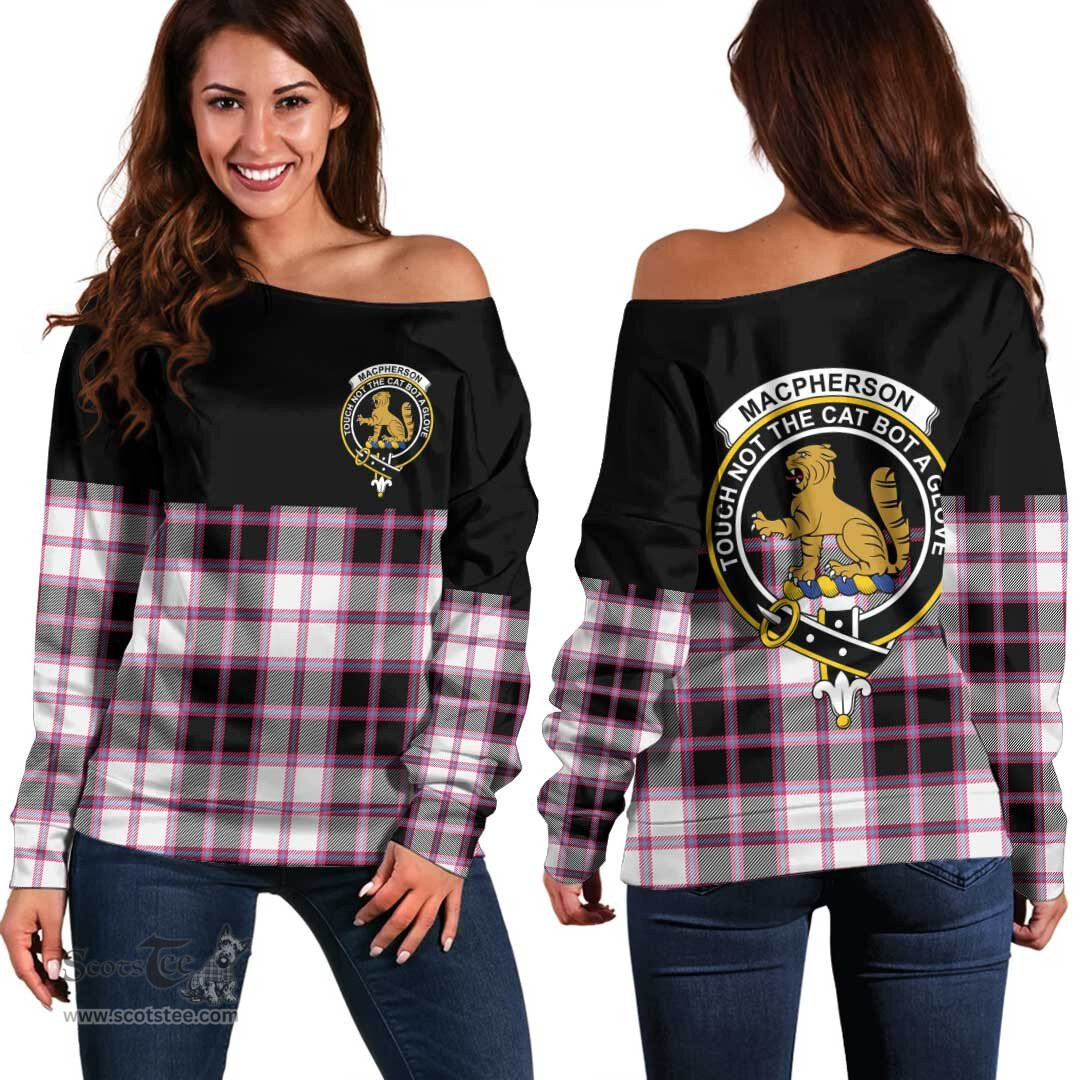 Scottish MacPherson Hunting Modern Clan Tartan Off Shoulder Sweatshirt - Crest Special Style