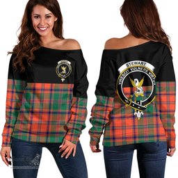 Scottish Stewart of Appin Ancient Clan Tartan Off Shoulder Sweatshirt - Crest Special Style