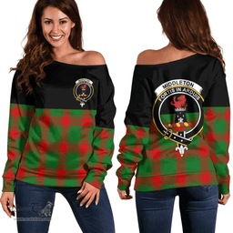 Scottish Middleton Modern Clan Tartan Off Shoulder Sweatshirt - Crest Special Style