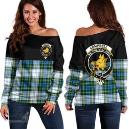 Scottish Campbell Dress Ancient Clan Tartan Off Shoulder Sweatshirt - Crest Special Style