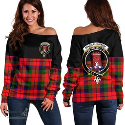Scottish MacNaughton Modern Clan Tartan Off Shoulder Sweatshirt - Crest Special Style
