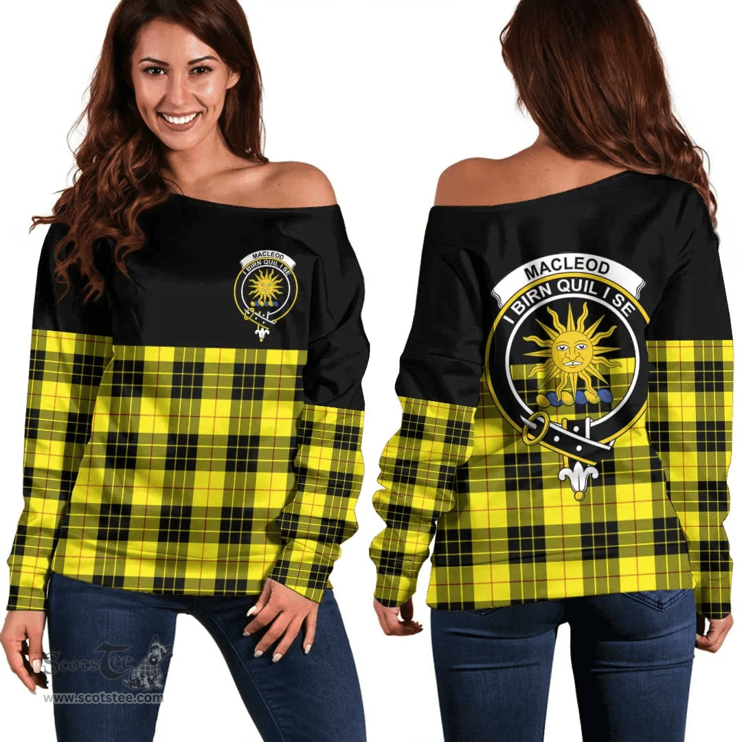 Scottish MacLeod of Lewis Modern Clan Tartan Off Shoulder Sweatshirt - Crest Special Style