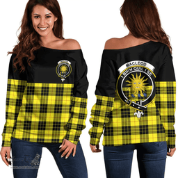 Scottish MacLeod of Lewis Modern Clan Tartan Off Shoulder Sweatshirt - Crest Special Style