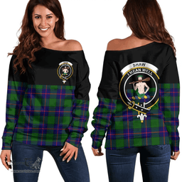 Scottish Shaw Modern Clan Tartan Off Shoulder Sweatshirt - Crest Special Style