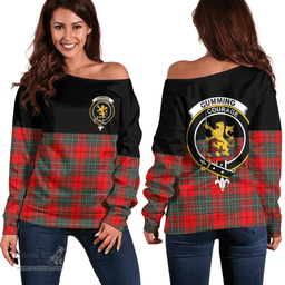 Scottish Cumming Modern Clan Tartan Off Shoulder Sweatshirt - Crest Special Style