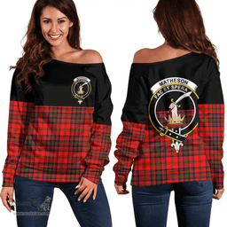 Scottish Matheson Modern Clan Tartan Off Shoulder Sweatshirt - Crest Special Style