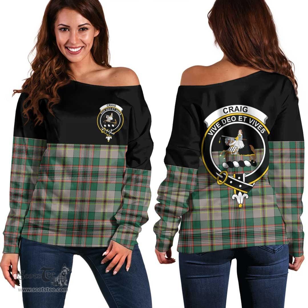 Scottish Craig Ancient Clan Tartan Off Shoulder Sweatshirt - Crest Special Style