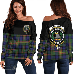 Scottish MacLaren Modern Clan Tartan Off Shoulder Sweatshirt - Crest Special Style