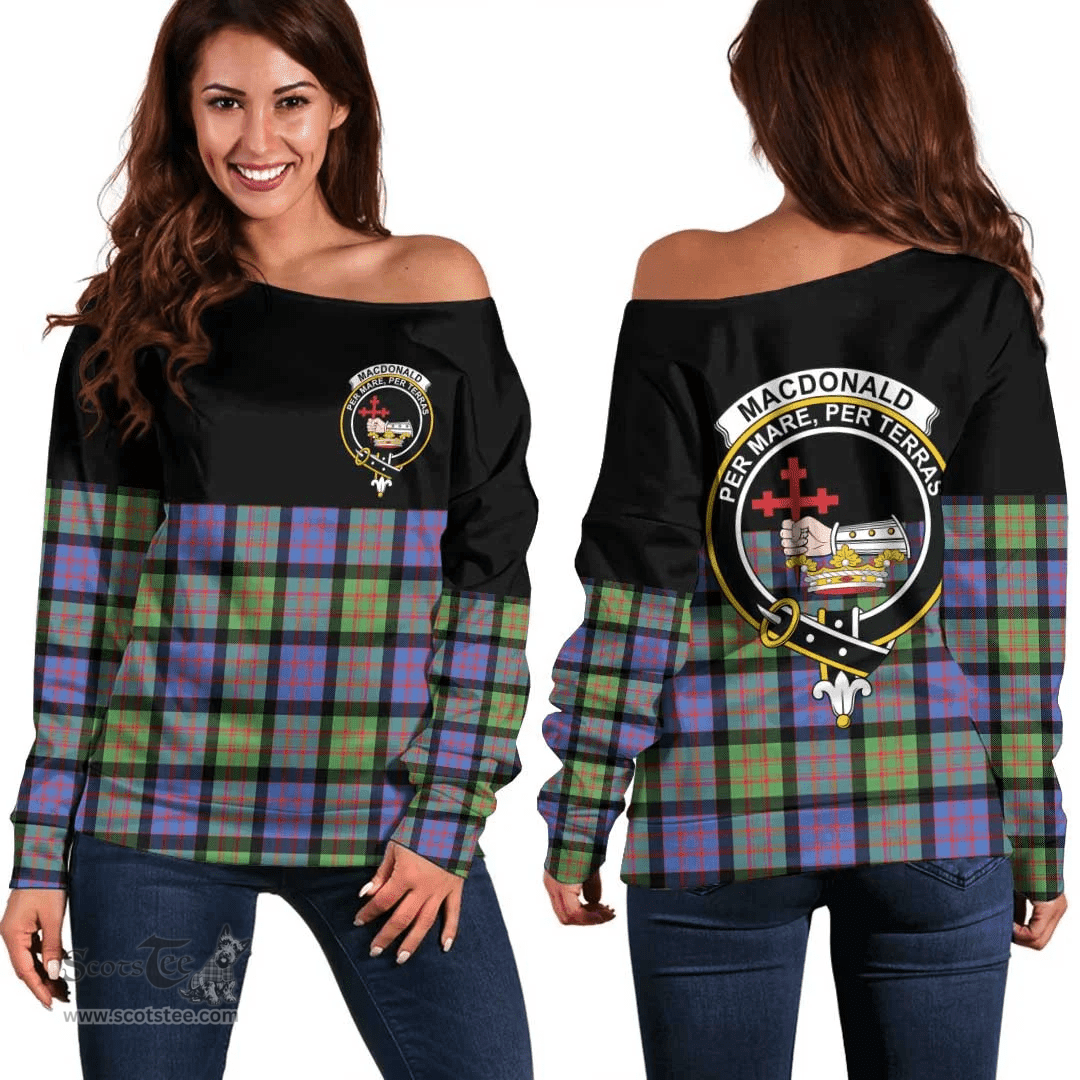 Scottish MacDonald Ancient Clan Tartan Off Shoulder Sweatshirt - Crest Special Style