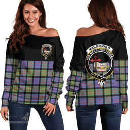 Scottish MacDonald Ancient Clan Tartan Off Shoulder Sweatshirt - Crest Special Style