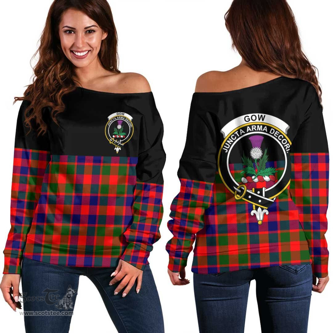 Scottish Gow Modern Clan Tartan Off Shoulder Sweatshirt - Crest Special Style