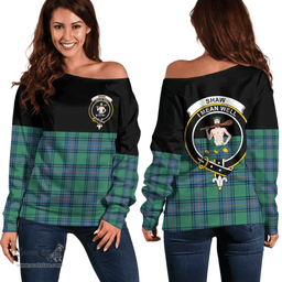 Scottish Shaw Ancient Clan Tartan Off Shoulder Sweatshirt - Crest Special Style