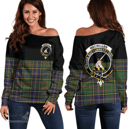 Scottish MacMillan Hunting Modern Clan Tartan Off Shoulder Sweatshirt - Crest Special Style