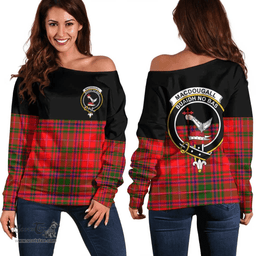 Scottish MacDougall Modern Clan Tartan Off Shoulder Sweatshirt - Crest Special Style